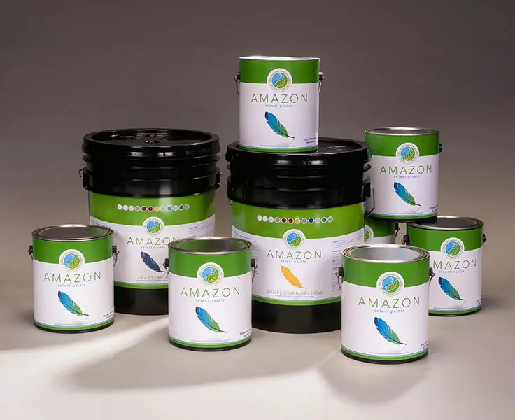 Amazon Paint recycled latex paint stocked on retail shelves